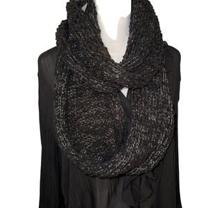 Calvin Klein infinity loop scarf, Black knit design, Silver Shimmer Throughout